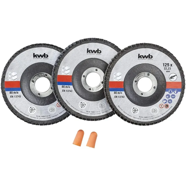 KWB Disco Lamellare 125 mm K40-K60-K80 Set 3 Pezzi