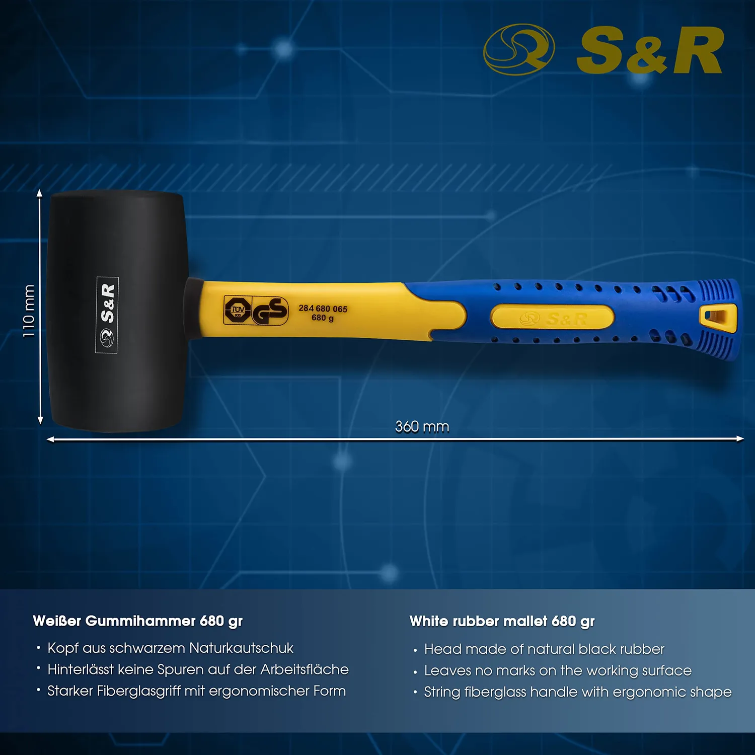 S&R Martello Gomma Nera 680 g 65 mm Piastrelle