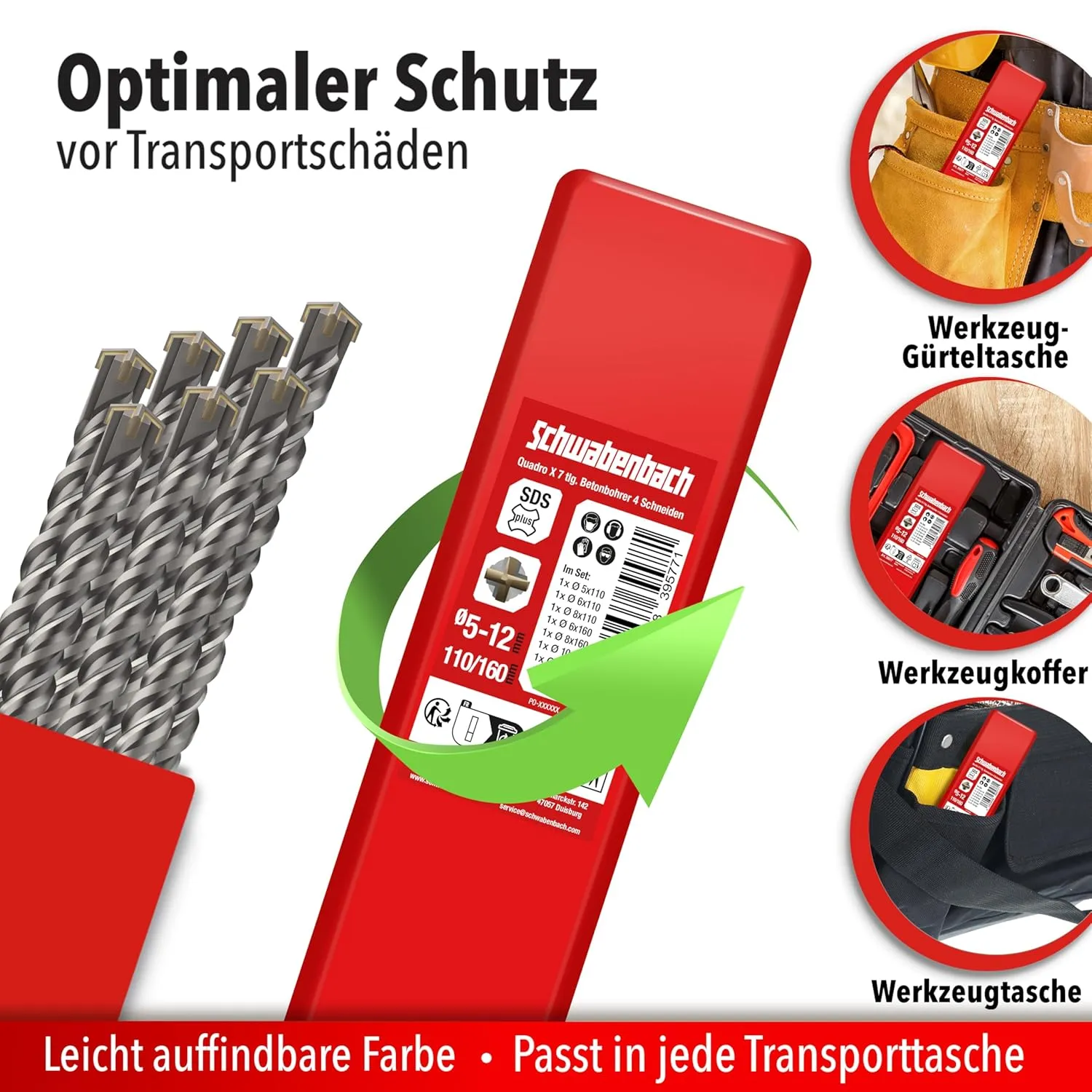 Schwabenbach set punte SDS-Plus 7pz 5-12mm per muro