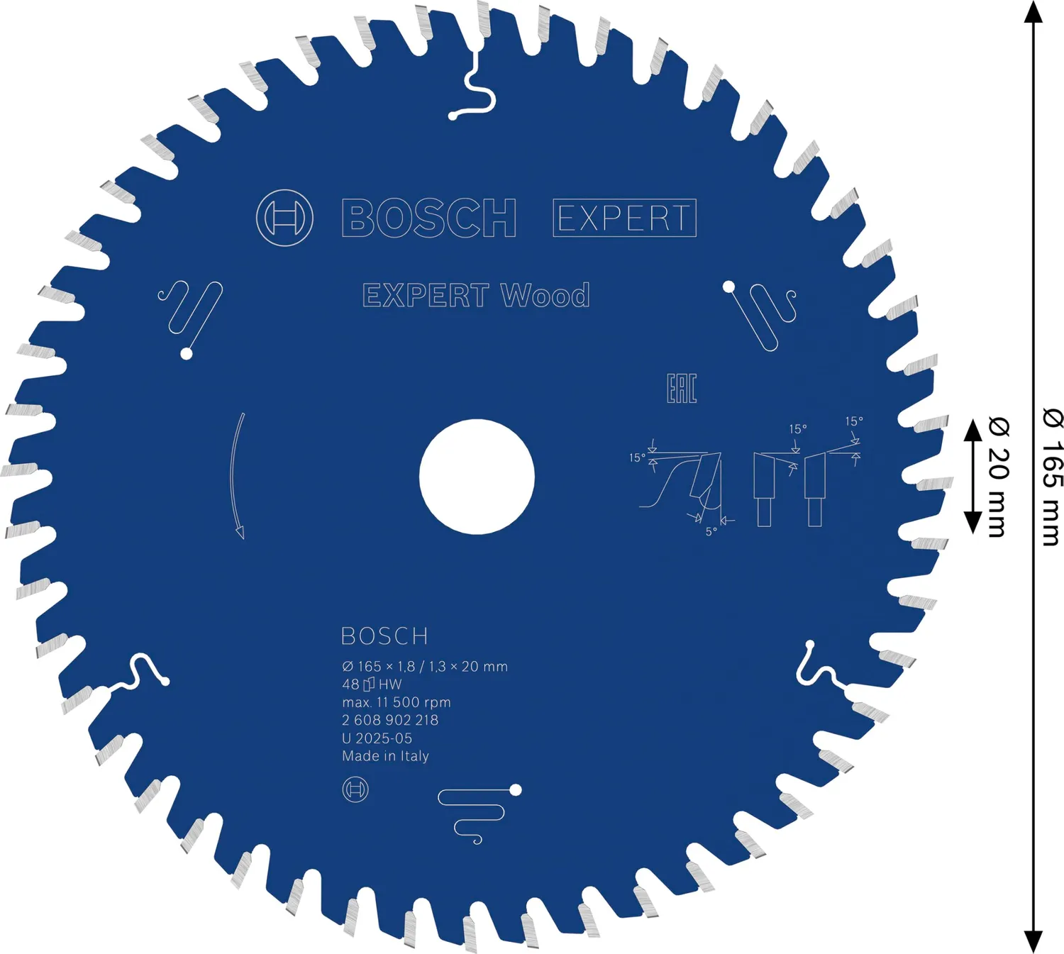 Bosch Expert Wood lama circolare 165x20 mm T48 legno