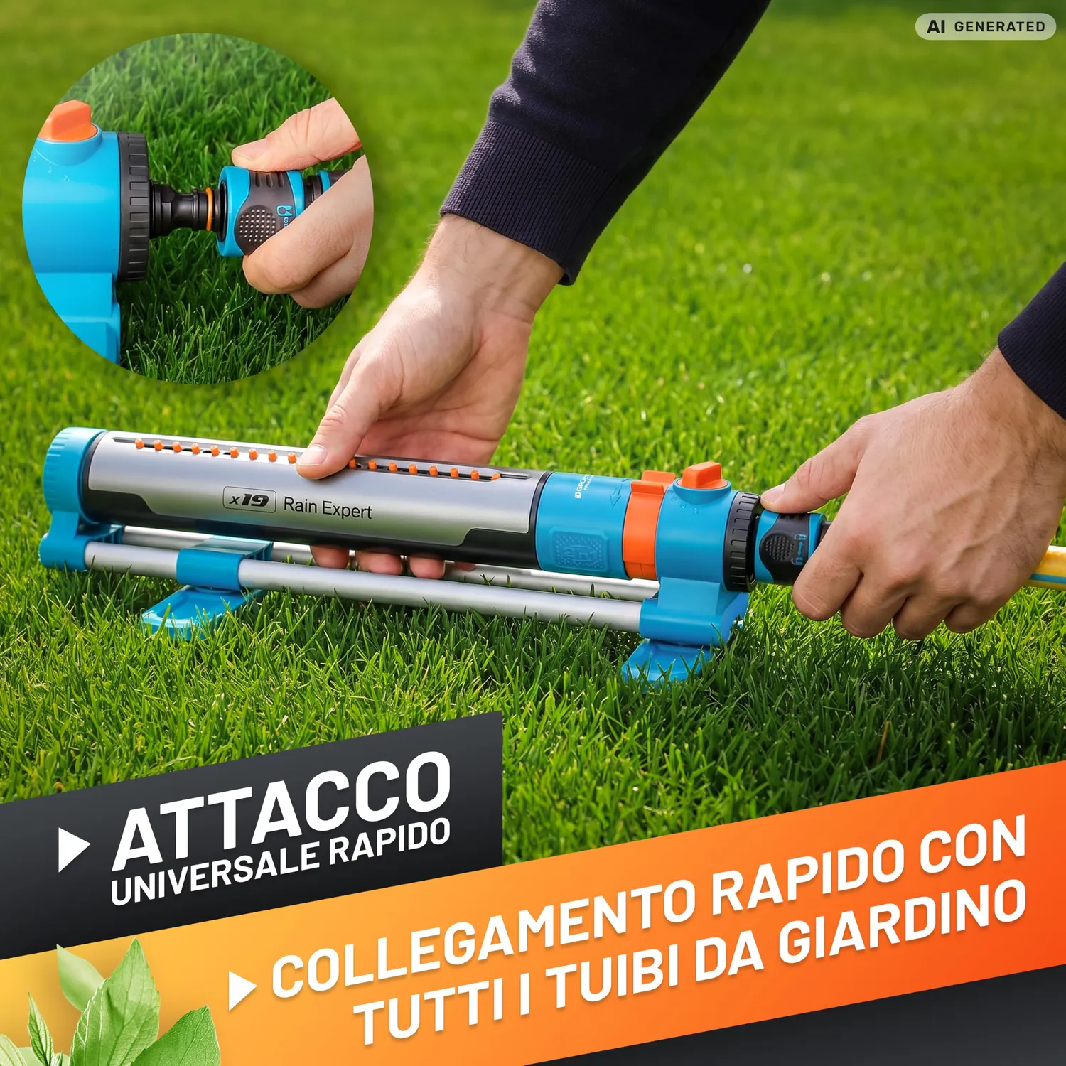 Grüntek Irrigatore oscillante 2 in 1 metallo 350mq pioggia-nebbia