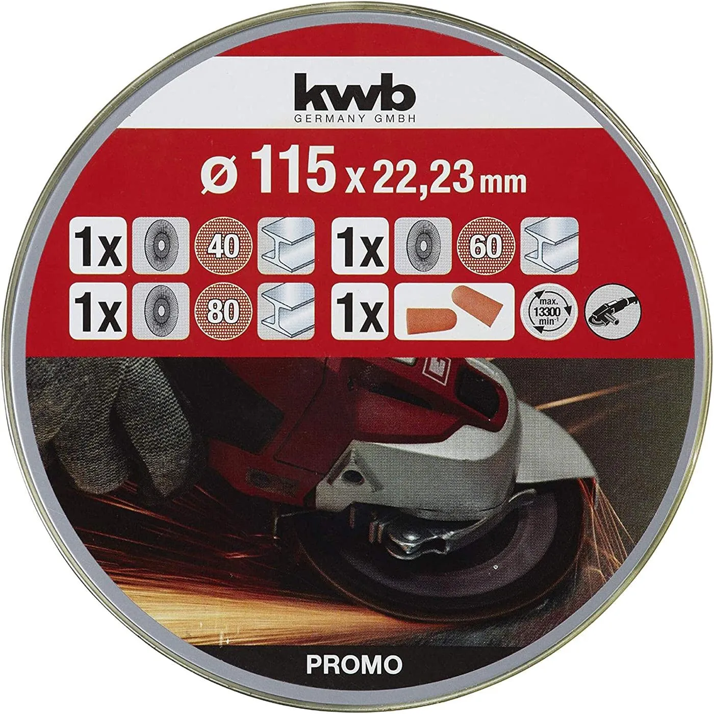 KWB 712061 dischi lamellari 115 mm 3 pezzi K40-K80
