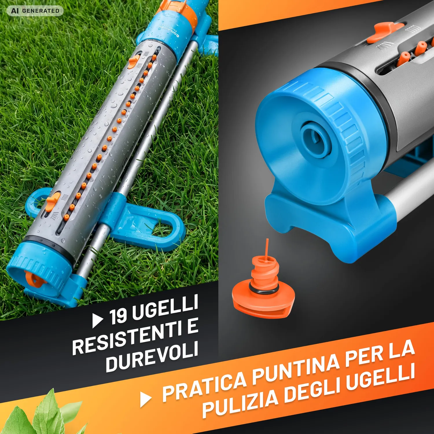 Grüntek Irrigatore oscillante 2 in 1 metallo 350mq pioggia-nebbia