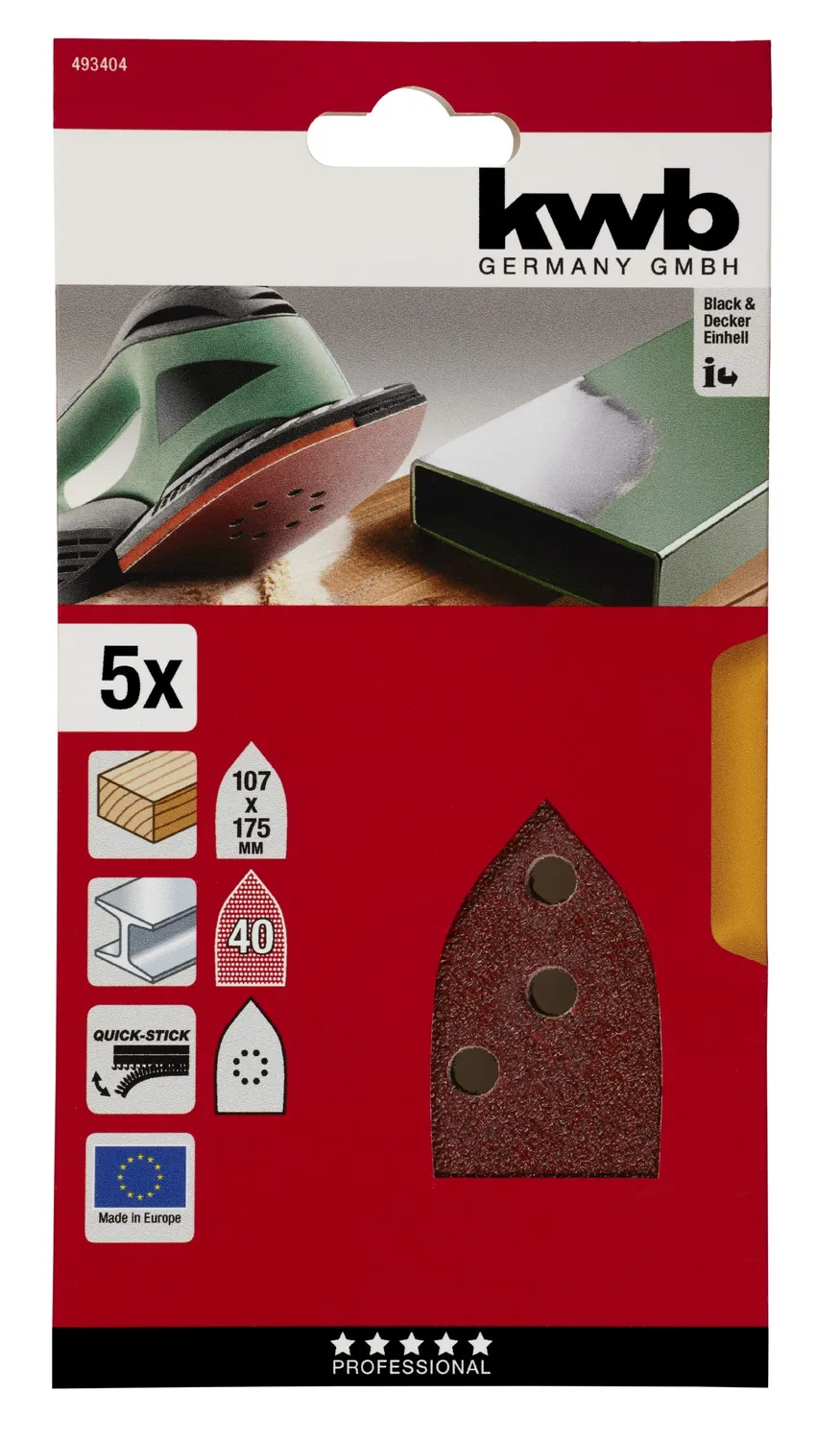 KWB triangoli abrasivi delta K40 107x175 mm 5 pezzi