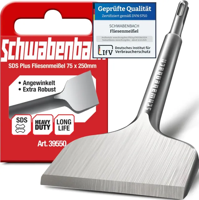 Schwabenbach SDS-Plus scalpello piastrelle 75x250 mm piegato