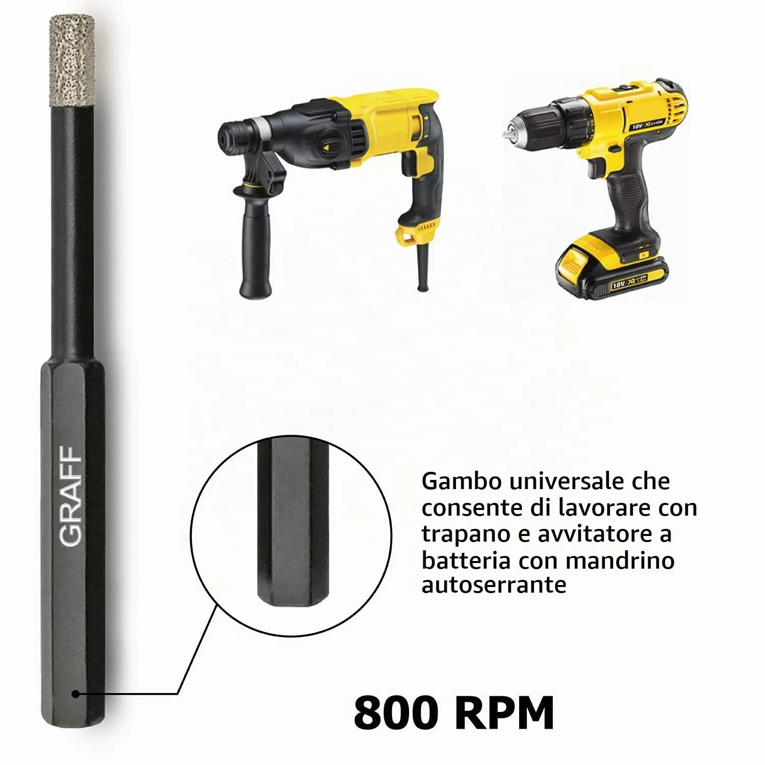 Graff punta diamantata 5 mm gres codolo esagonale
