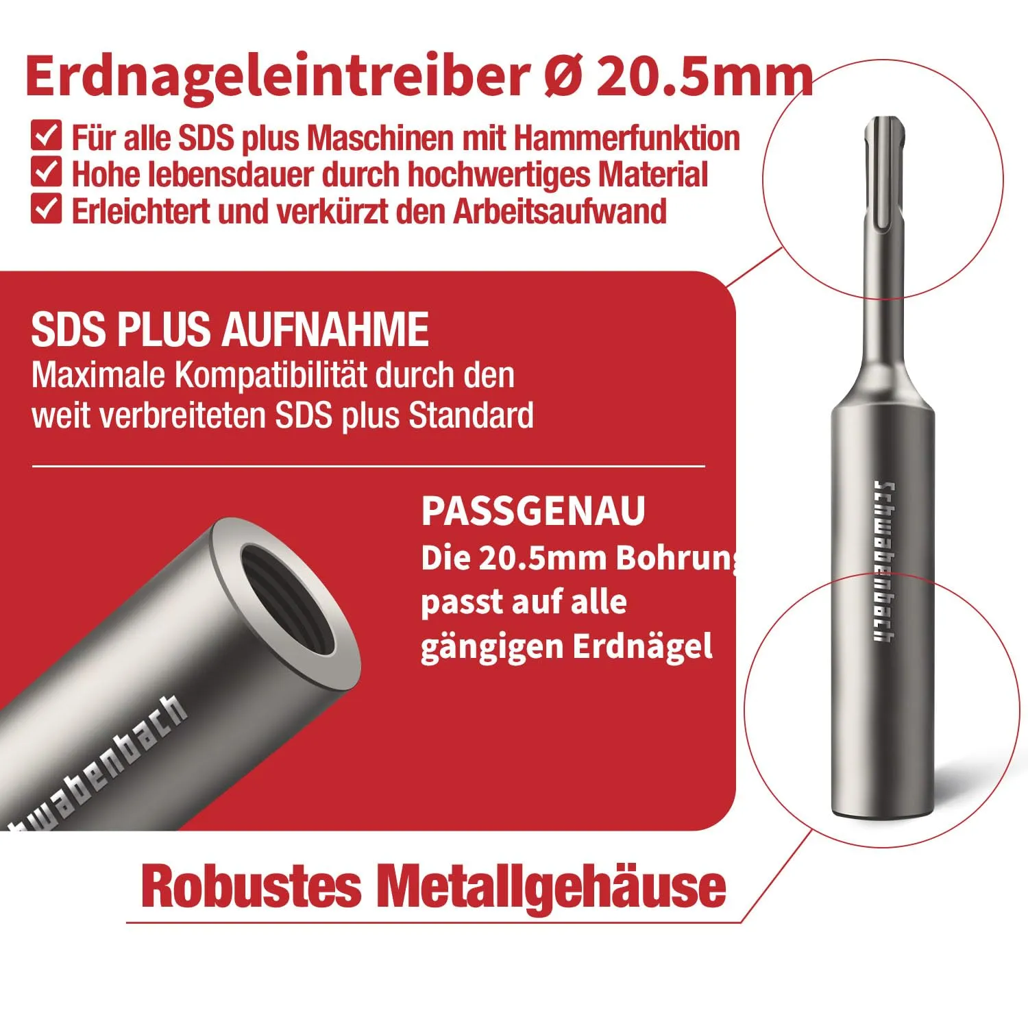 Schwabenbach SDS-Plus battitore picchetti 170x25 mm