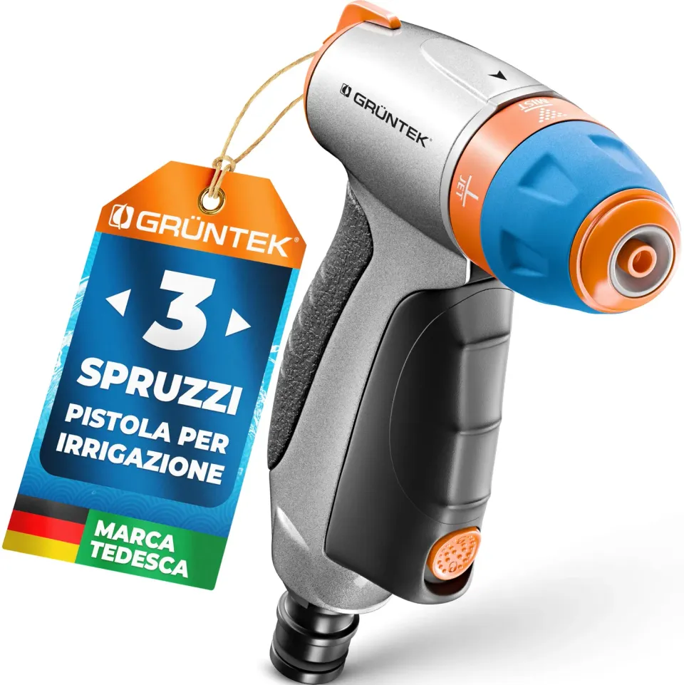 GRÜNTEK pistola acqua giardino metallo 3 spruzzi