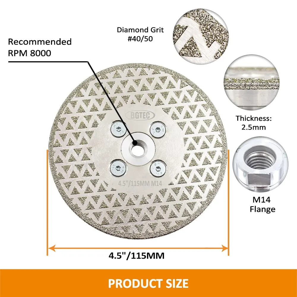 BGTEC disco diamantato 115 mm M14 per marmo e granito