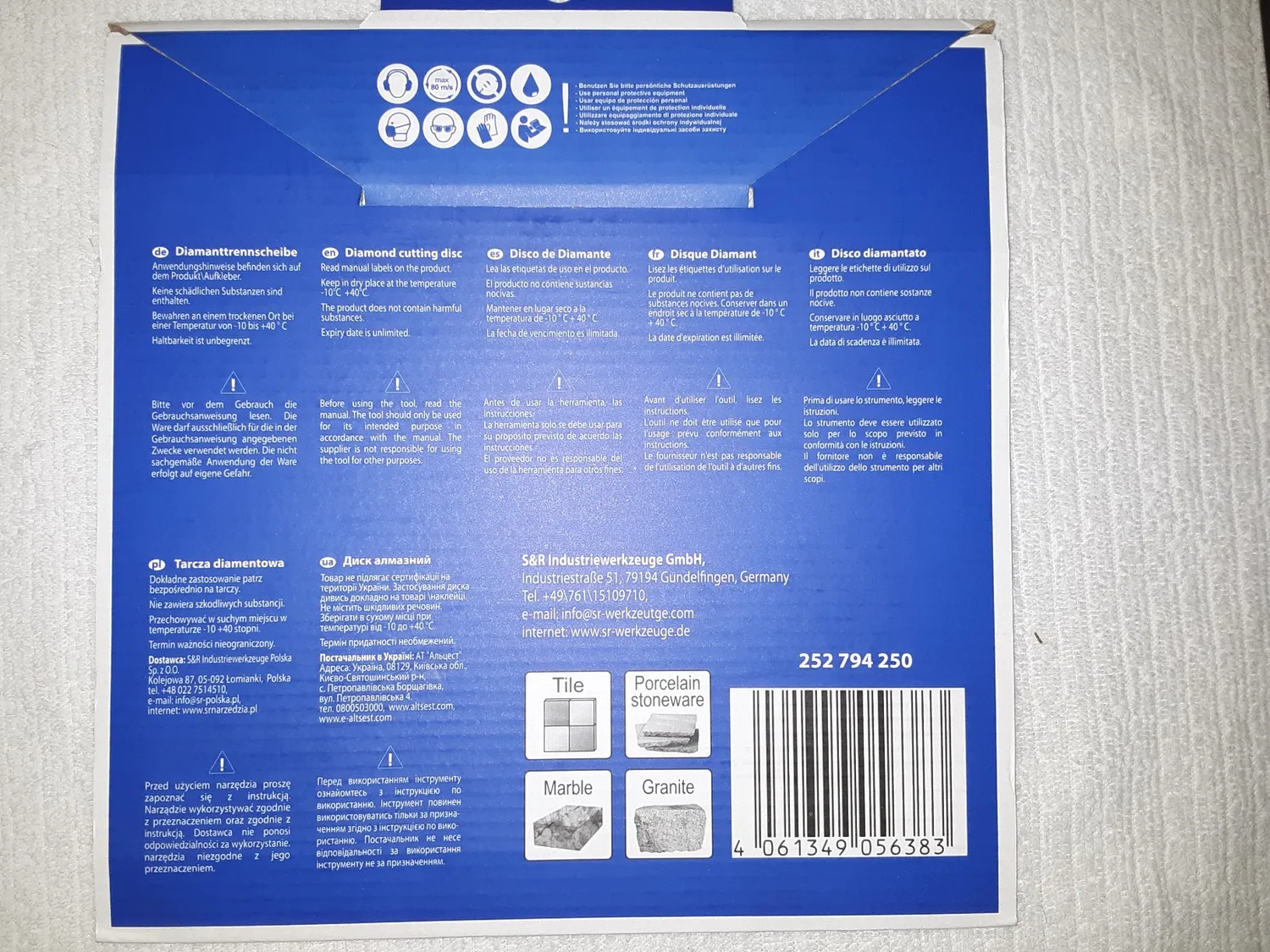 S&R Disco Diamantato 250 mm Sottile per Gres e Ceramica