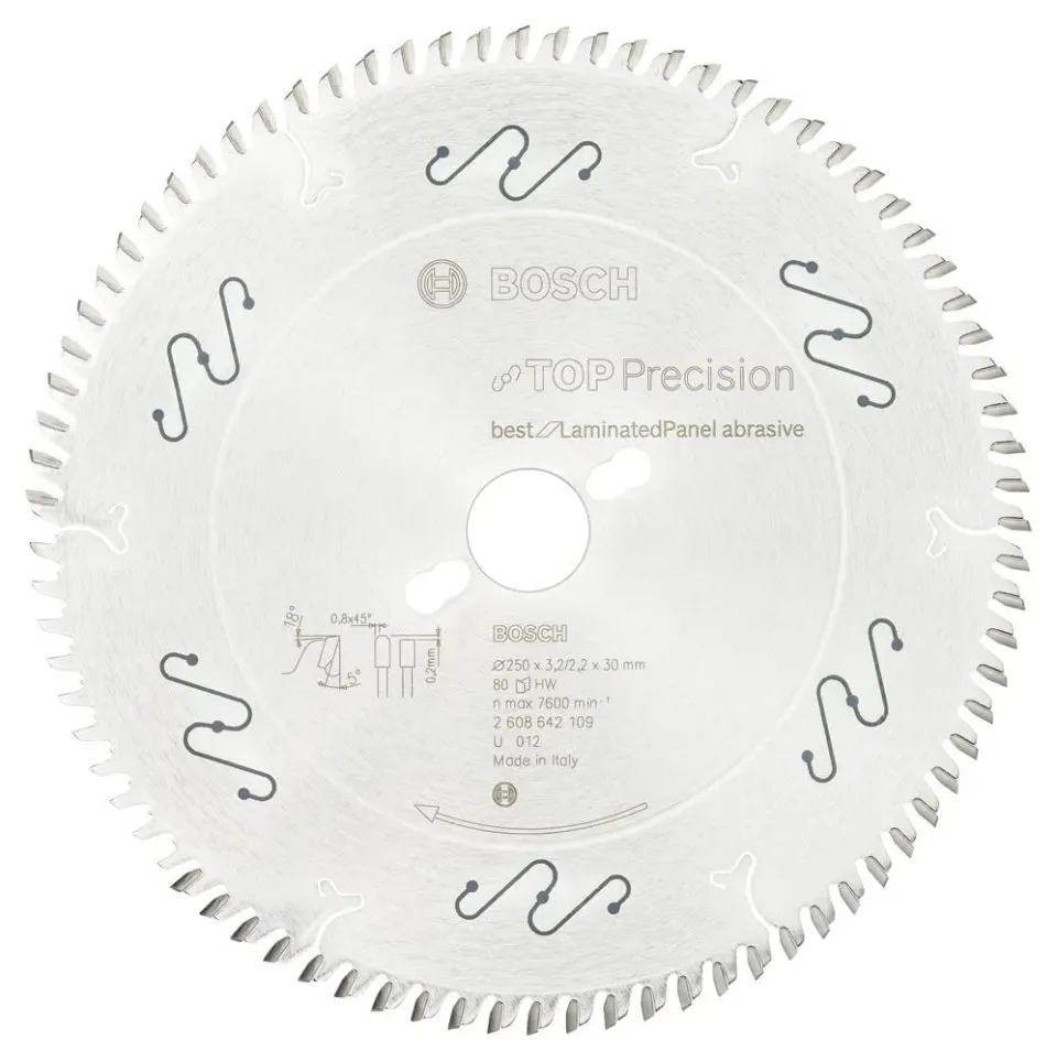 Bosch Expert Top Precision lama circolare 250x30 80T laminato