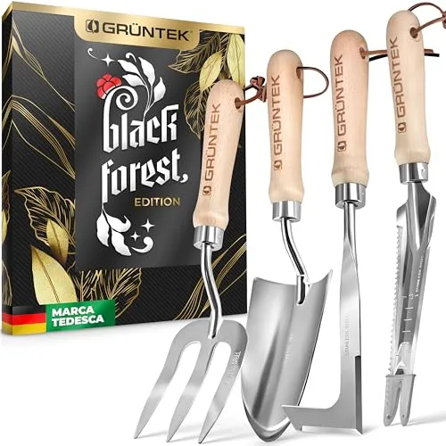 Grüntek Black Forest set attrezzi giardino 4pz inox