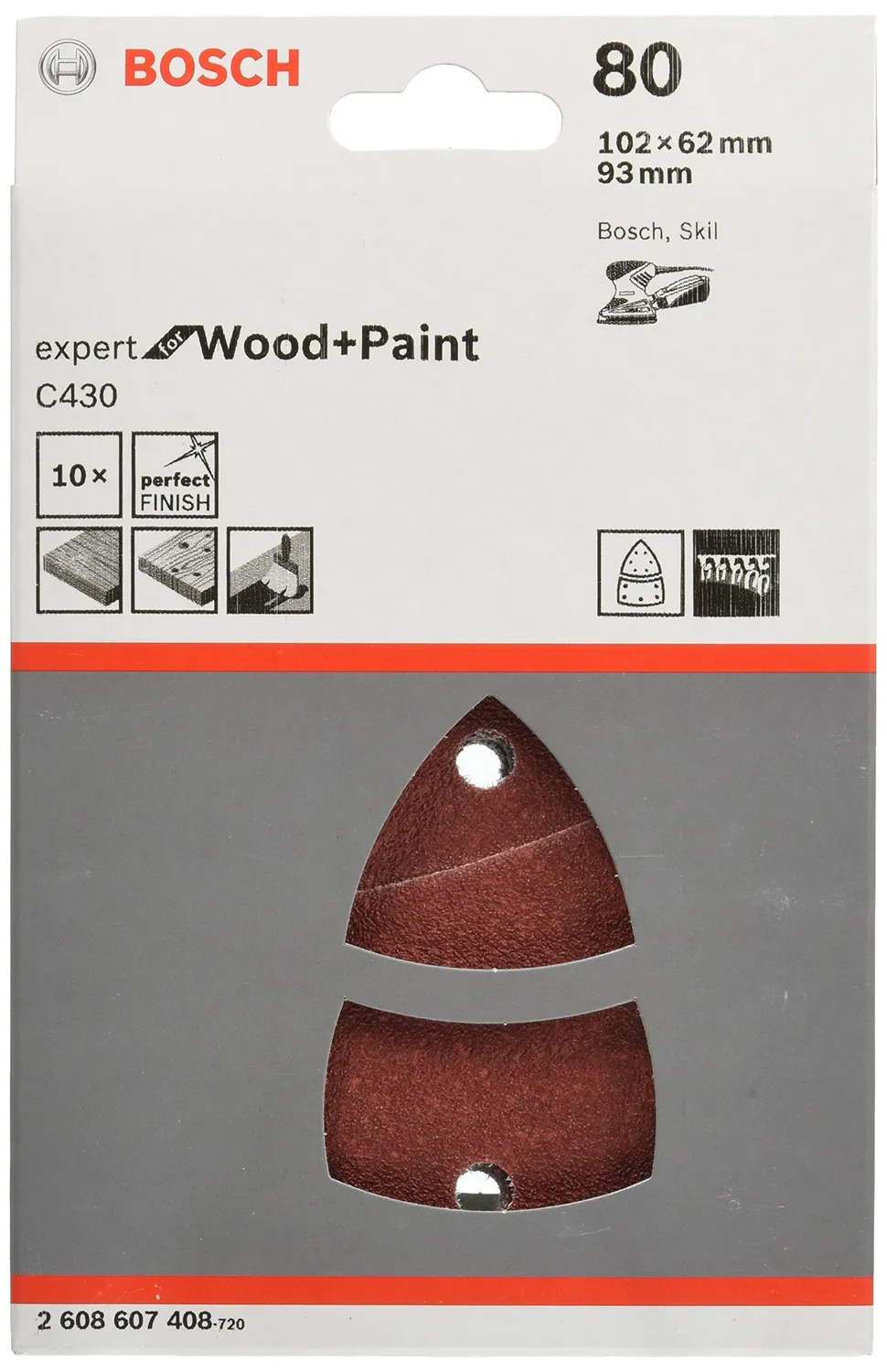 Bosch Expert Wood fogli abrasivi 102x62 P40 10 pz per palmare