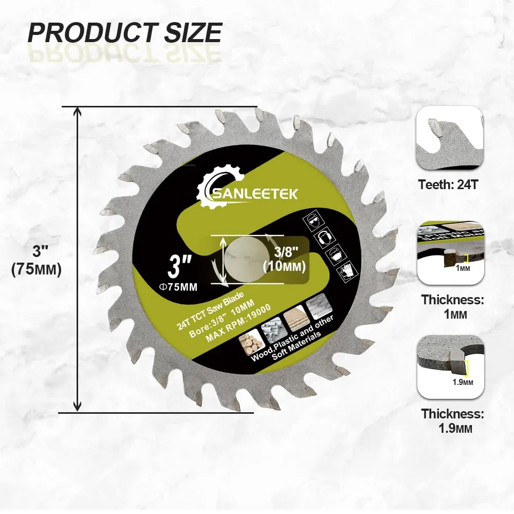 Sanleetek Lama Circolare 75 mm per Legno 5 Pezzi TCT