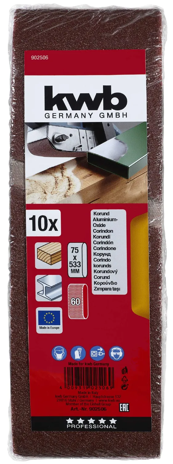 KWB 902506 Nastri abrasivi 75x533 mm K60 10 pezzi