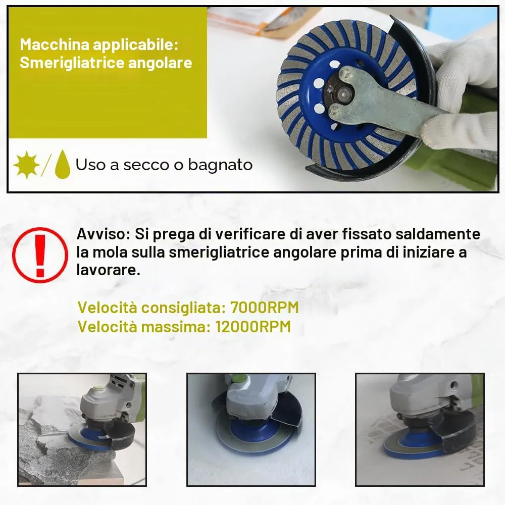 Sanleetek mola tazza diamantata 125 mm turbo fila cemento