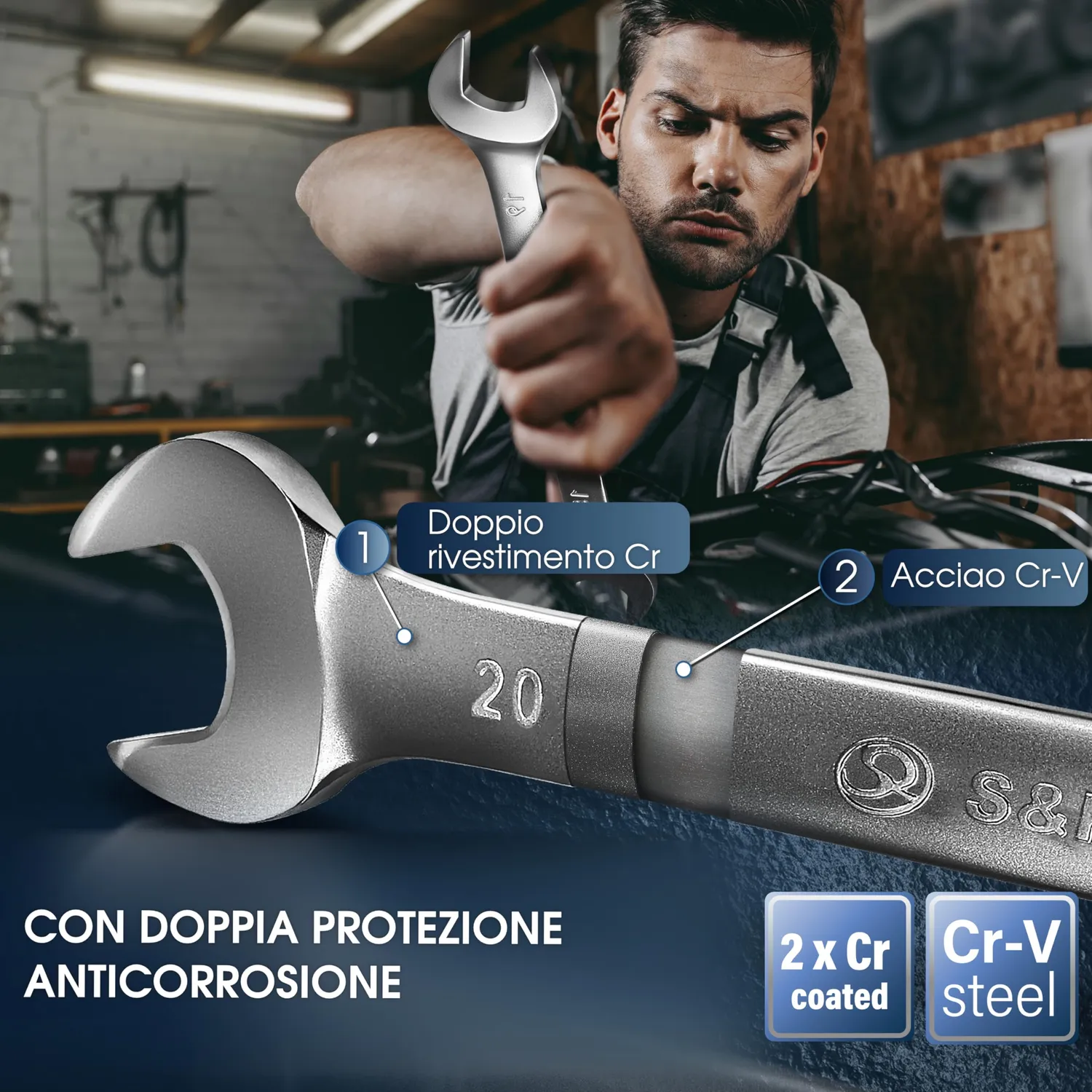 S&R set 9 chiavi fisse 6-23 mm argento