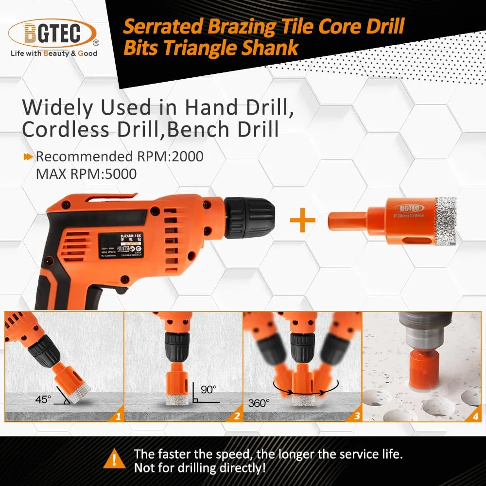 BGTEC Dry punta diamantata 6 mm 5 pz gres ceramica