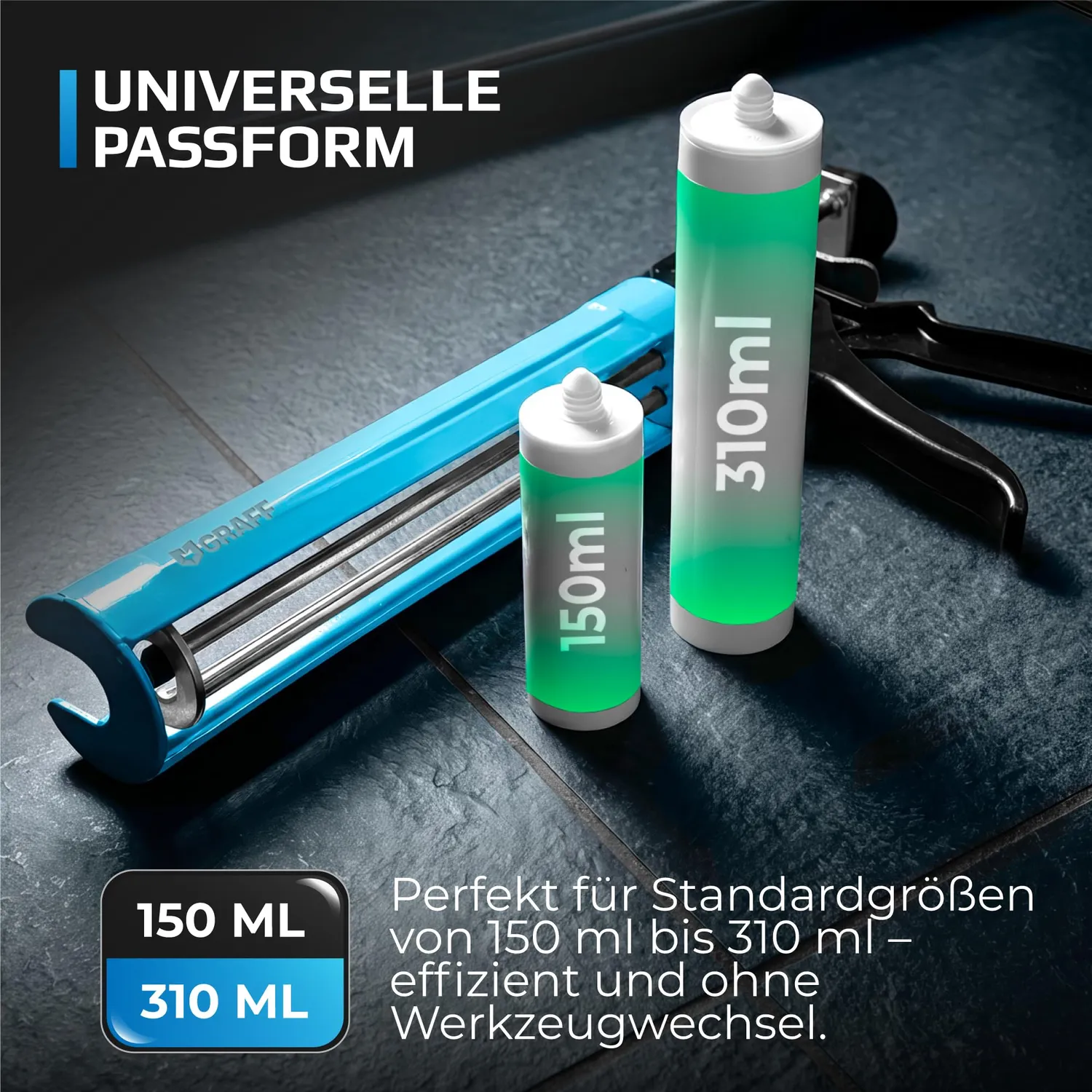 Graff pistola silicone 310 ml metallo tripla spinta