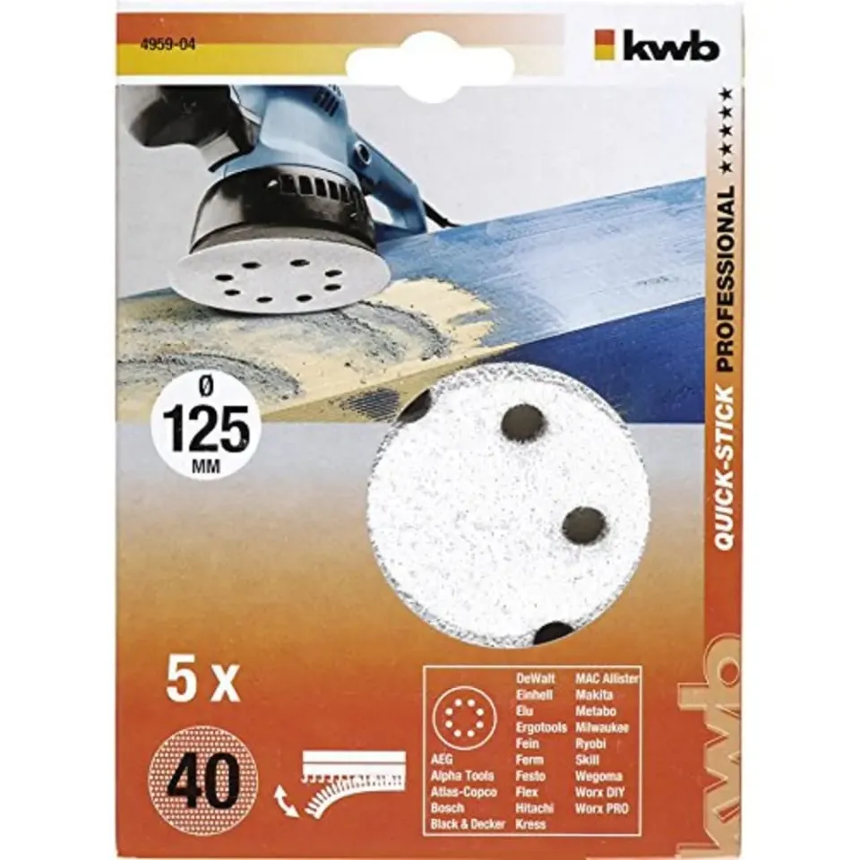 KWB 4959-08 dischi abrasivi 125 mm legno vernice