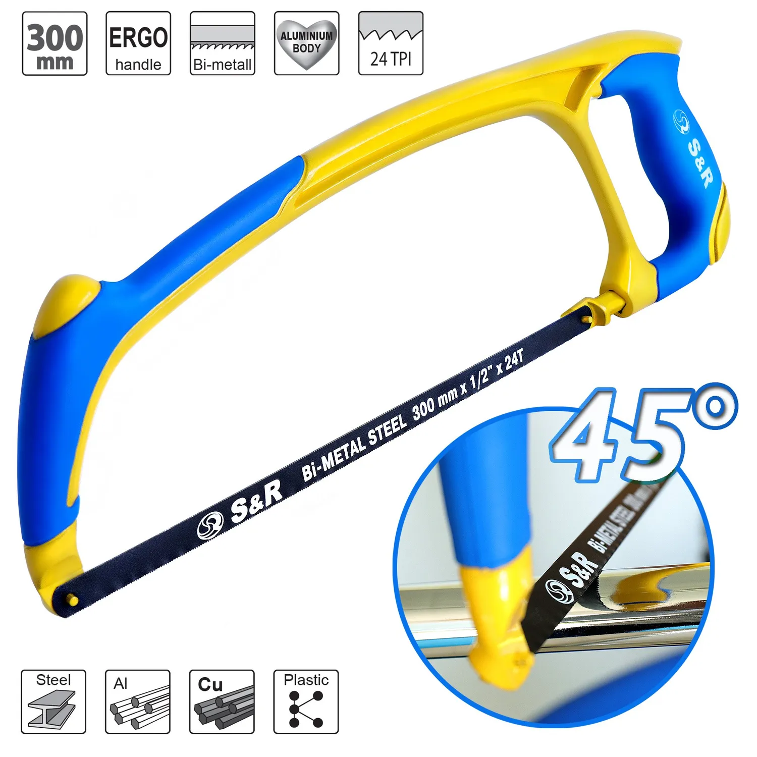 S&R Seghetto Arco Metallo 300 mm lama bimetallica 24 TPI