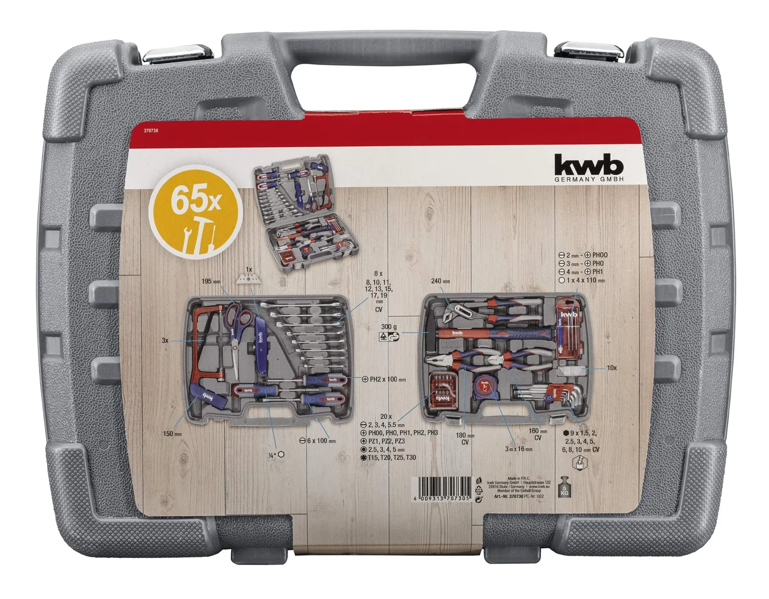 KWB 370730 valigetta utensili plastica 65 pezzi