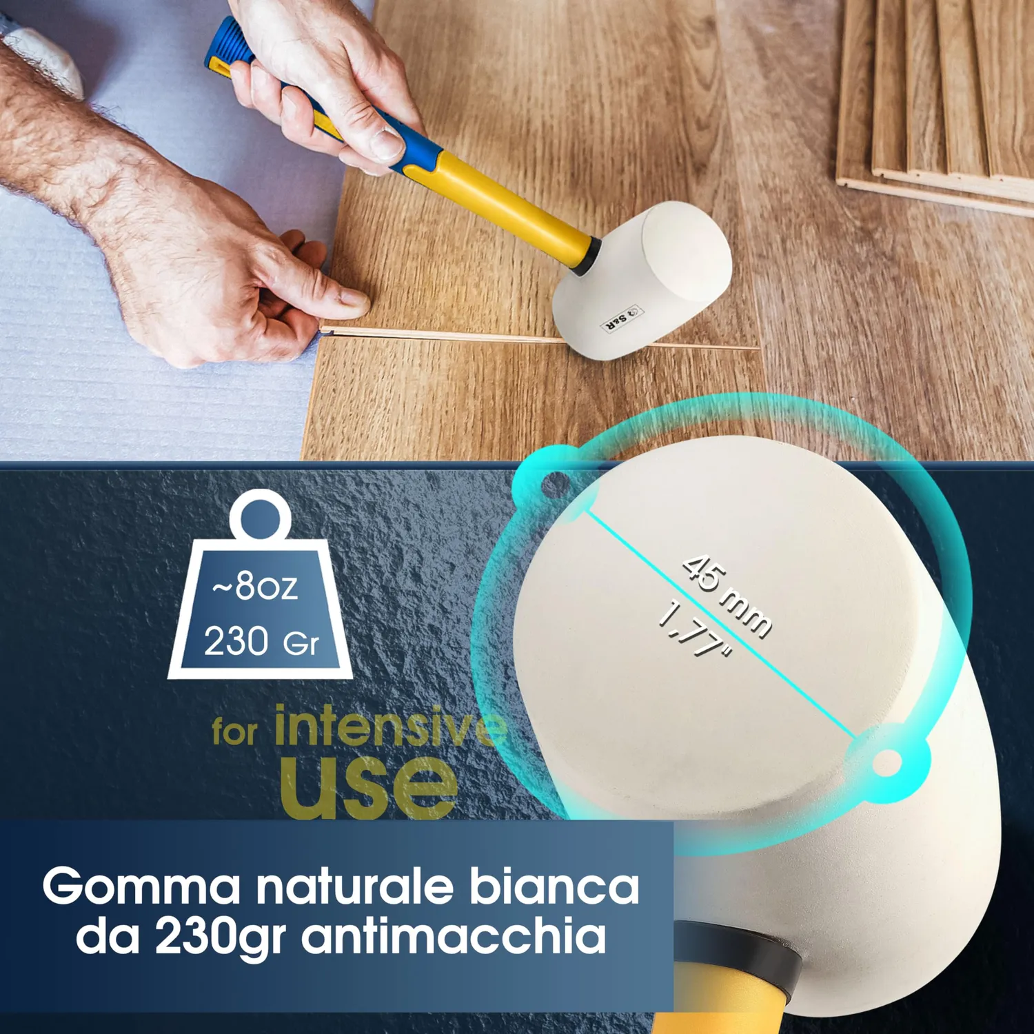S&R martello gomma bianco 230 g 45 mm antitraccia