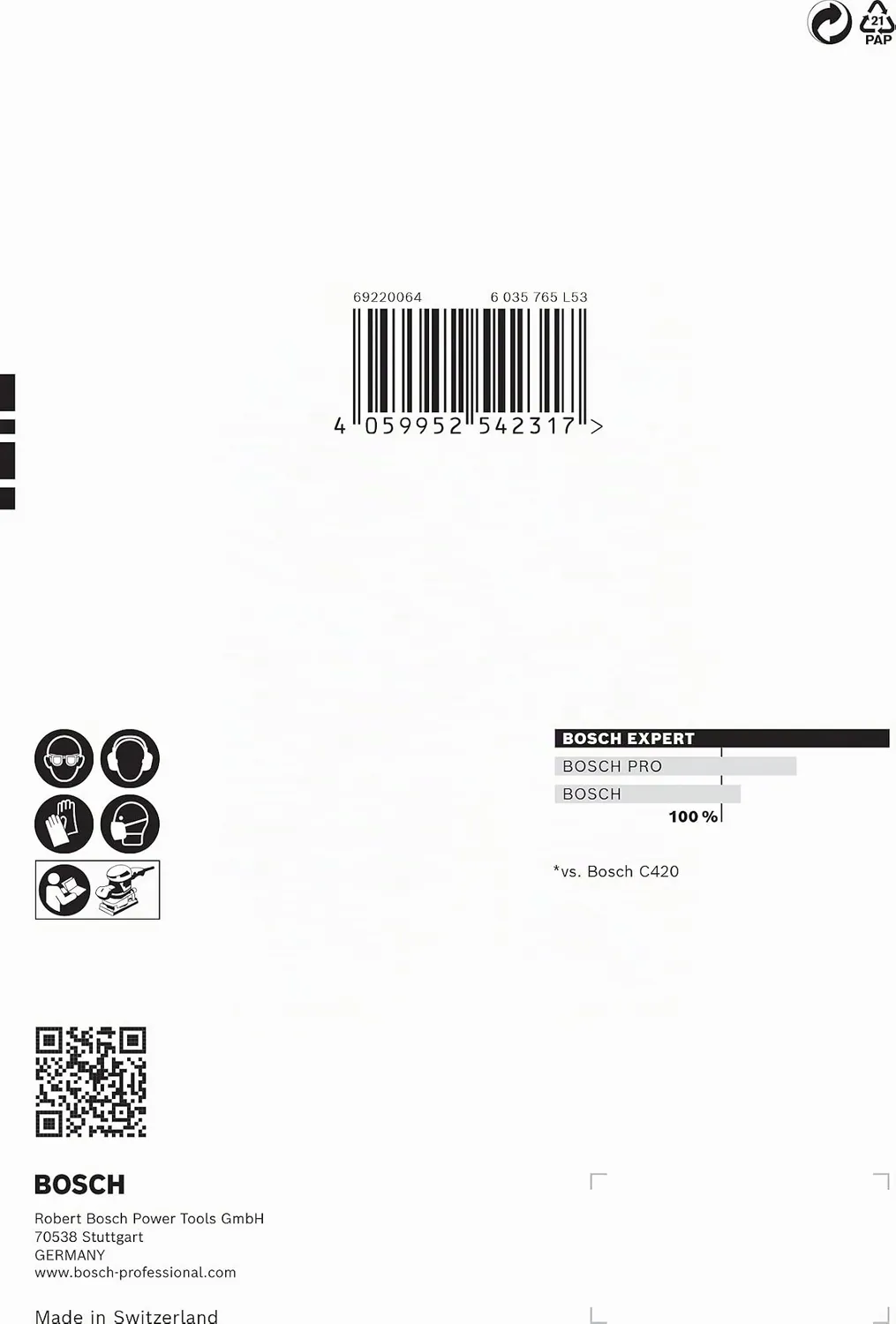 Bosch Expert C470 carta abrasiva G120 10 pezzi 6 fori