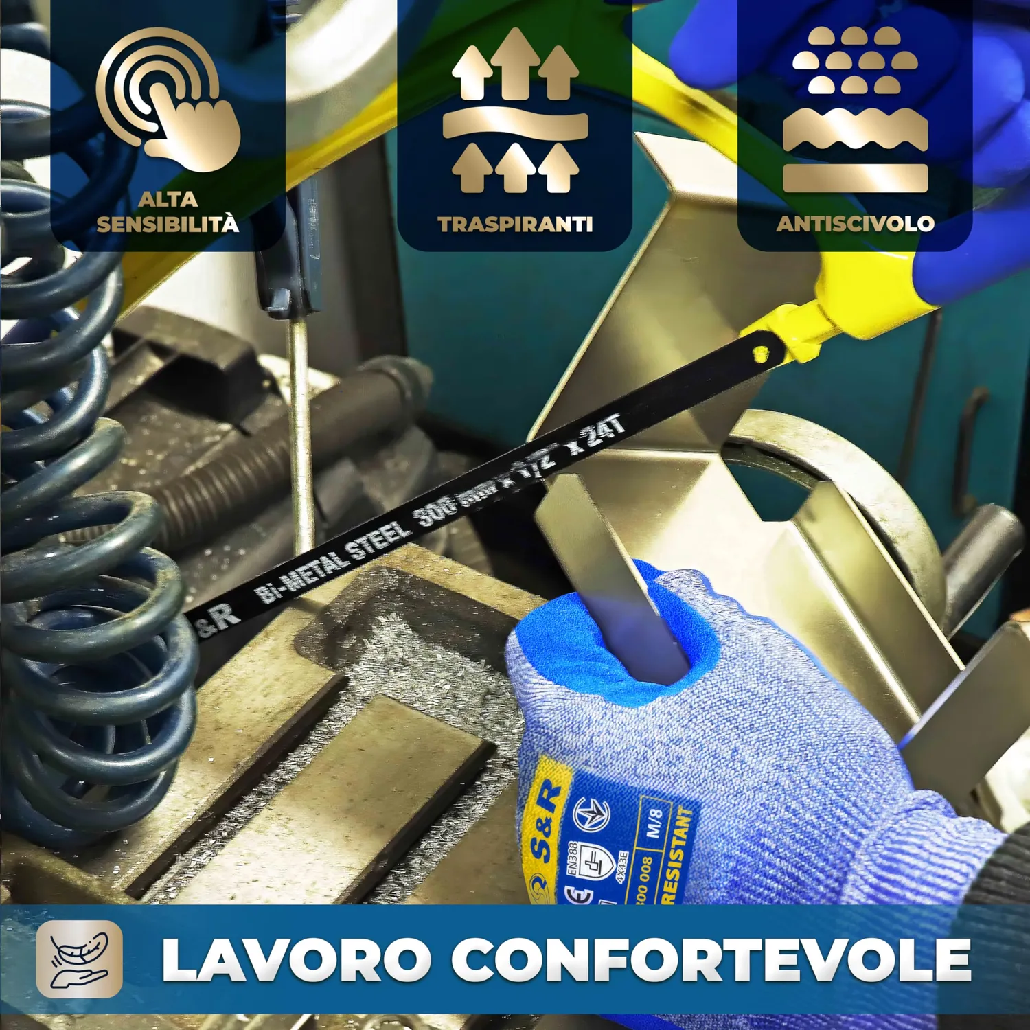 S&R guanti antitaglio taglia 9 tungsteno e nitrile 1 paio