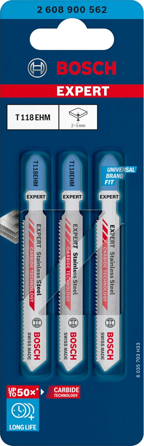 Bosch Expert T118EHM lame seghetto inox 3 pezzi Tough Metal