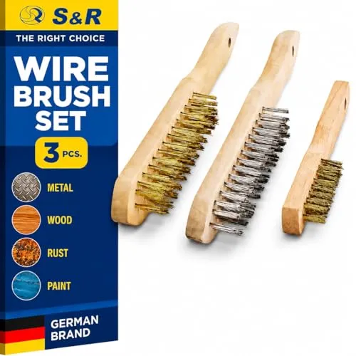 S&R Set 3 Spazzole Metalliche Inox Ottone 290 mm