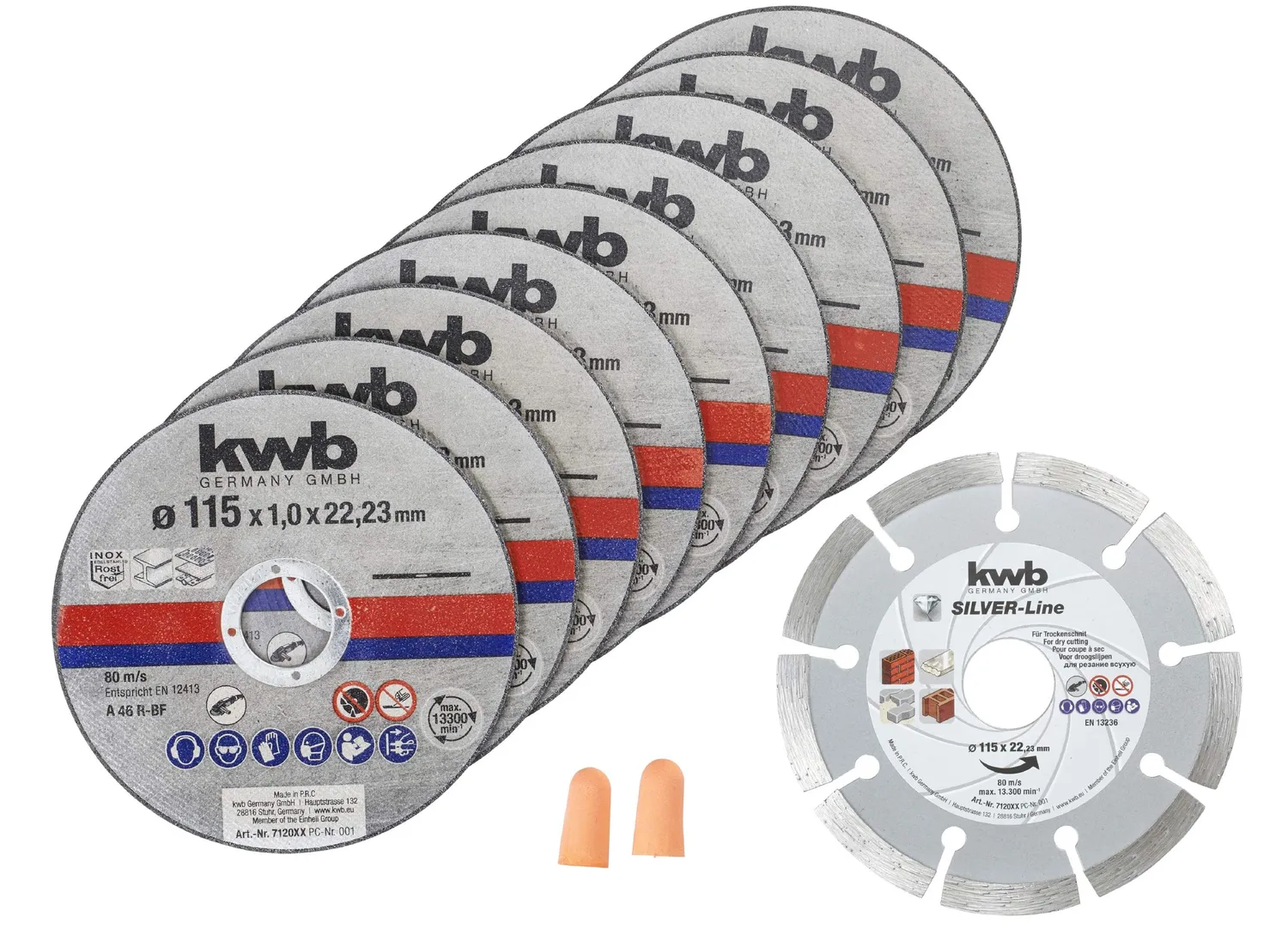 KWB set 10 dischi taglio 125 mm metallo pietra mola