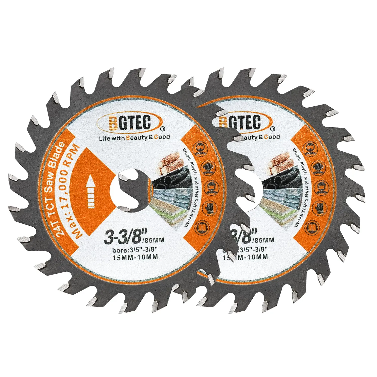 BGTEC lama circolare TCT 85 mm 24T 3 pezzi per legno