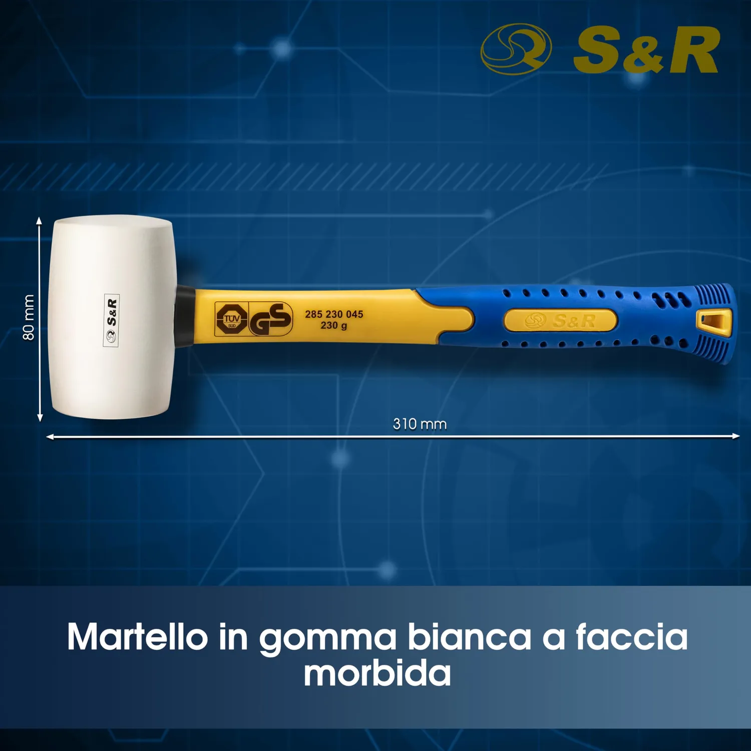 S&R martello gomma bianco 230 g 45 mm antitraccia