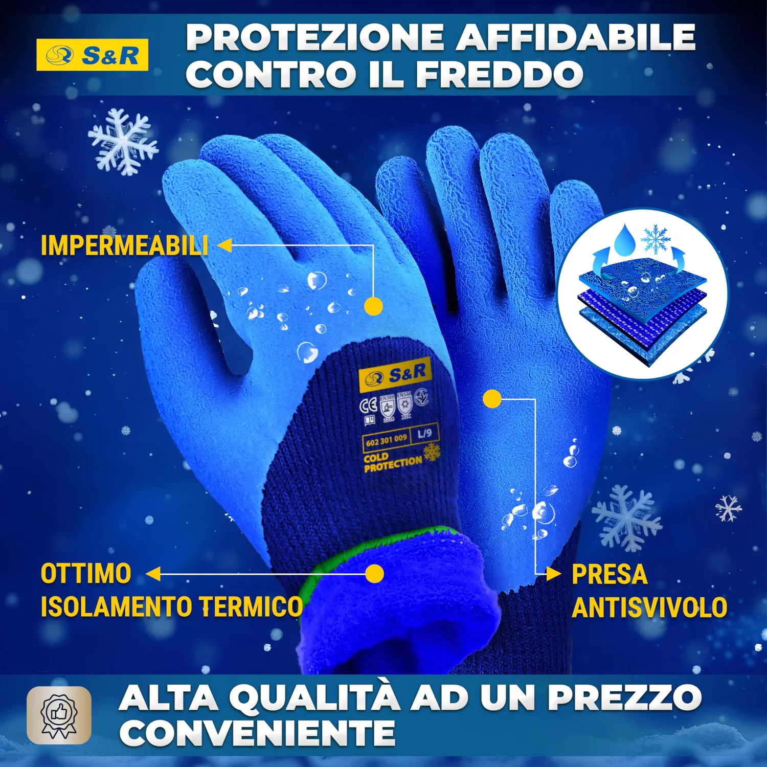 S&R guanti da lavoro invernali termici L/9 2 paia
