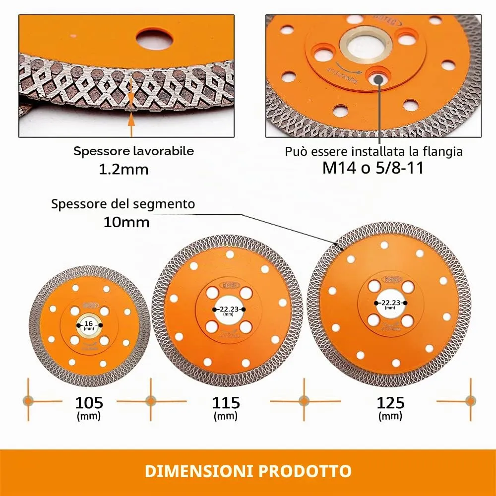 BGTEC Turbo Mesh disco diamantato 115mm ceramica gres