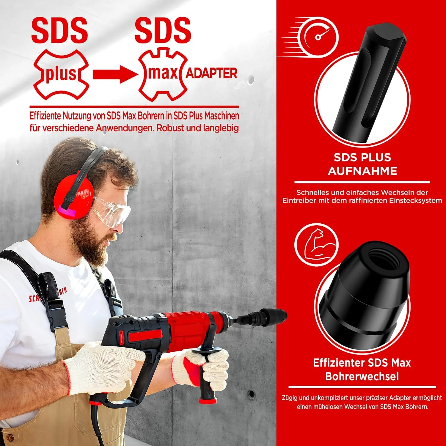Schwabenbach Adattatore SDS-Plus su SDS-Max Acciaio Temprato
