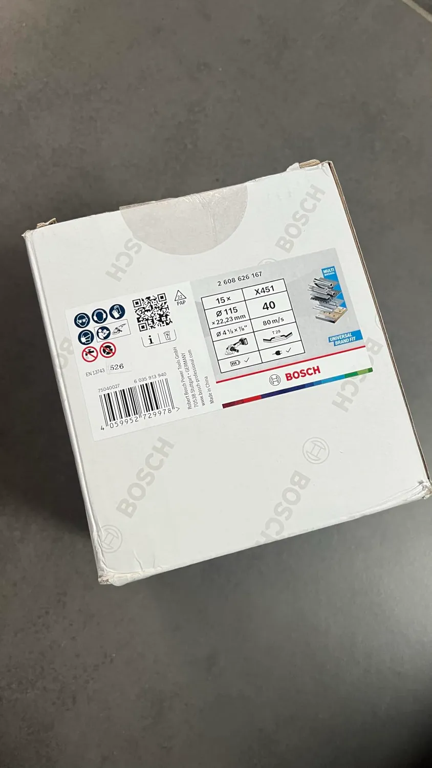 Bosch X451 disco lamellare 115 mm acciaio grana 40-60 15 pezzi