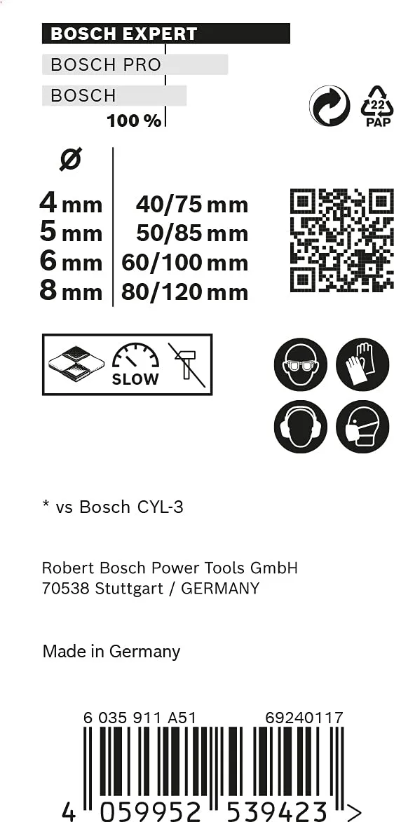 Bosch Expert CYL-9 Set Punte 4-8 mm Multimateriale 4 pz