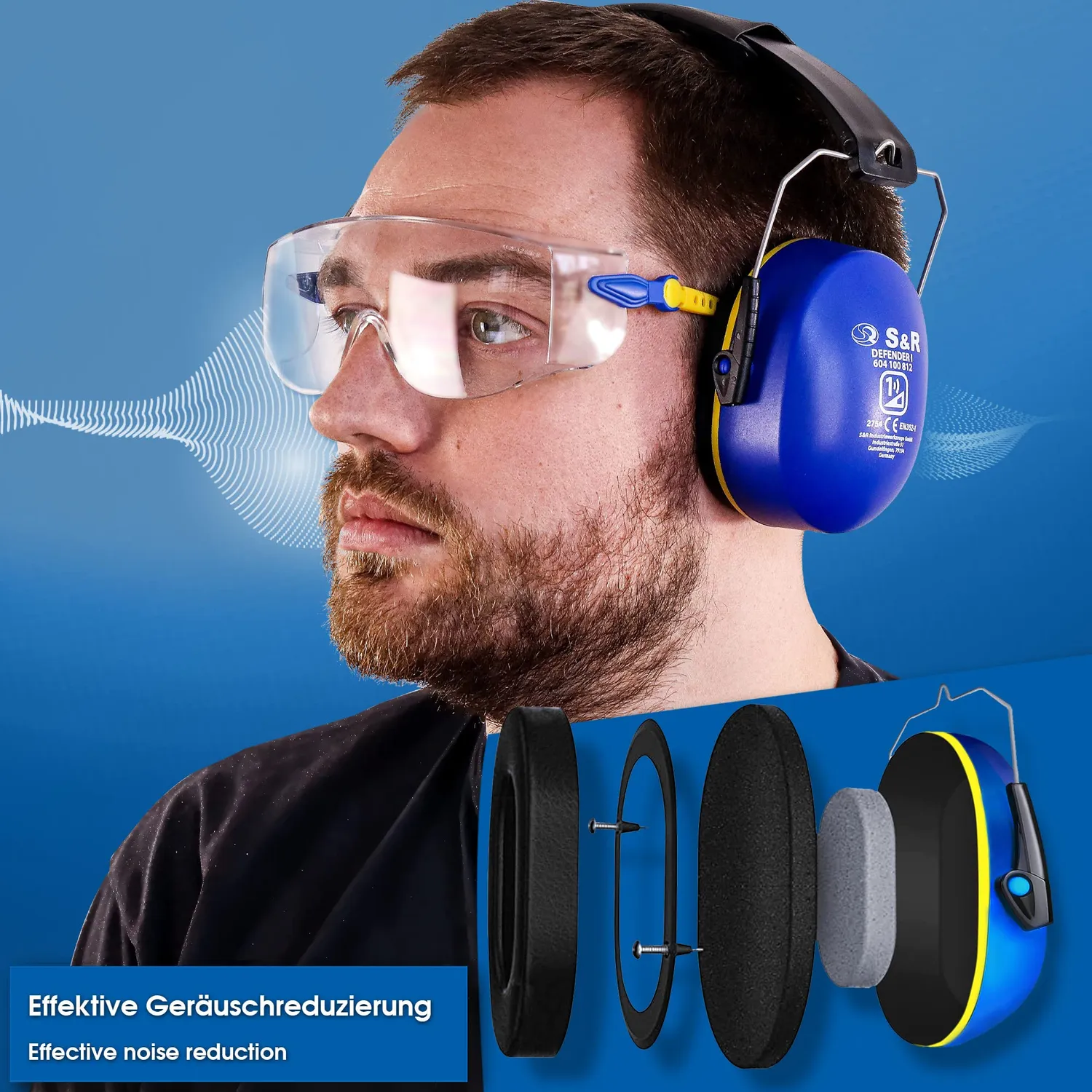 S&R cuffie antirumore SNR 31,3 dB Defender leggere