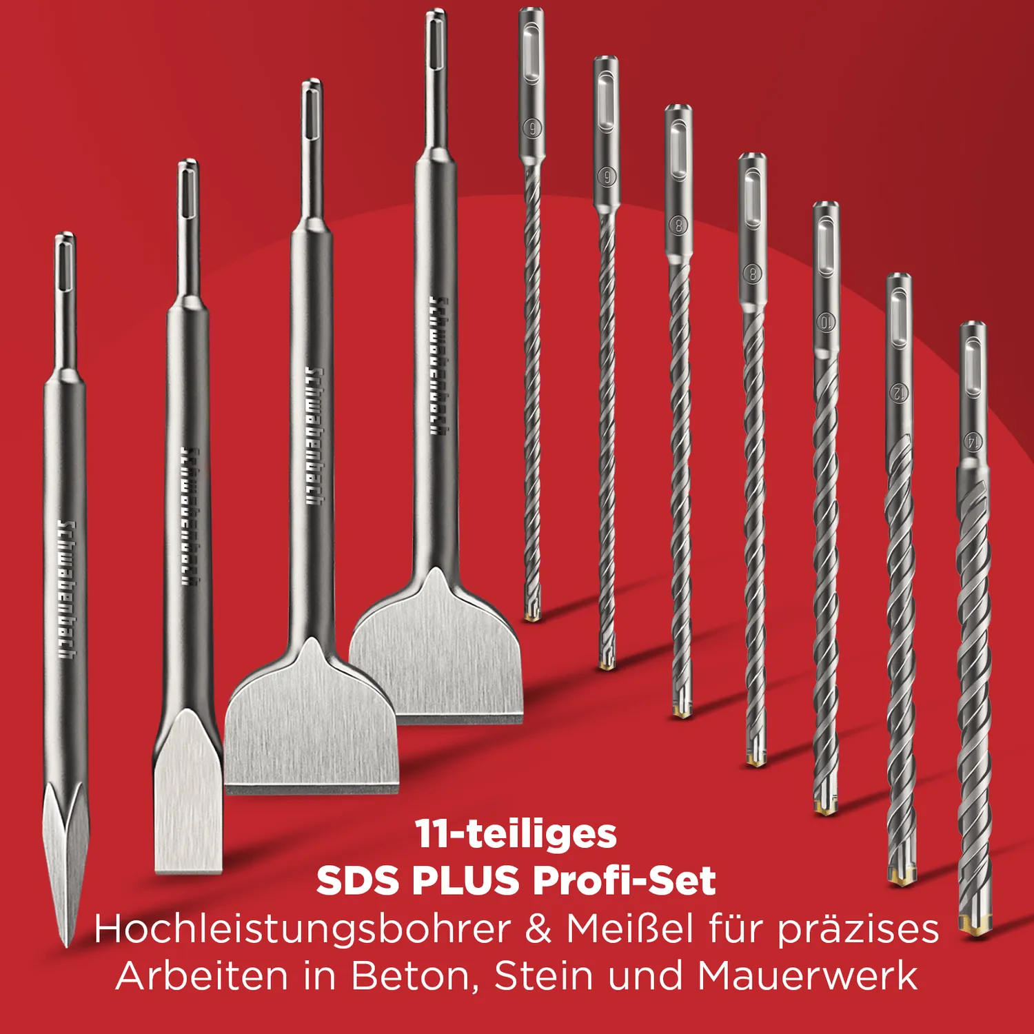 Schwabenbach SDS-Plus punte scalpelli 11pz calcestruzzo