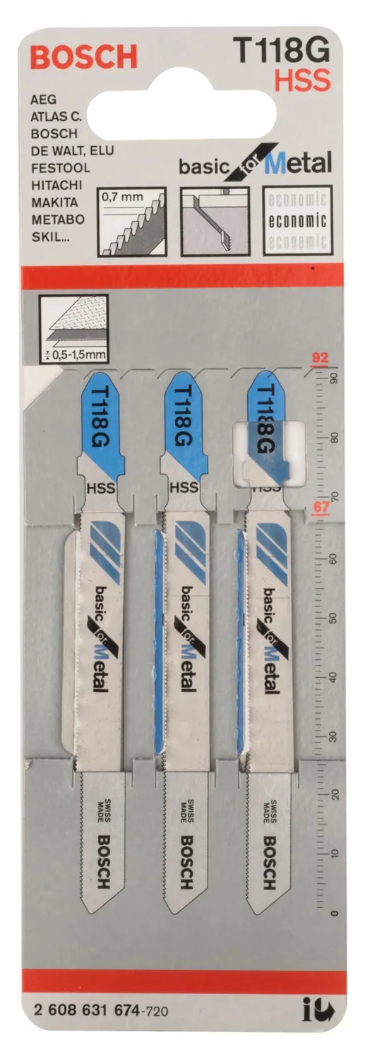 Bosch T 118 G Basic lame seghetto alternativo 3 pezzi per metallo