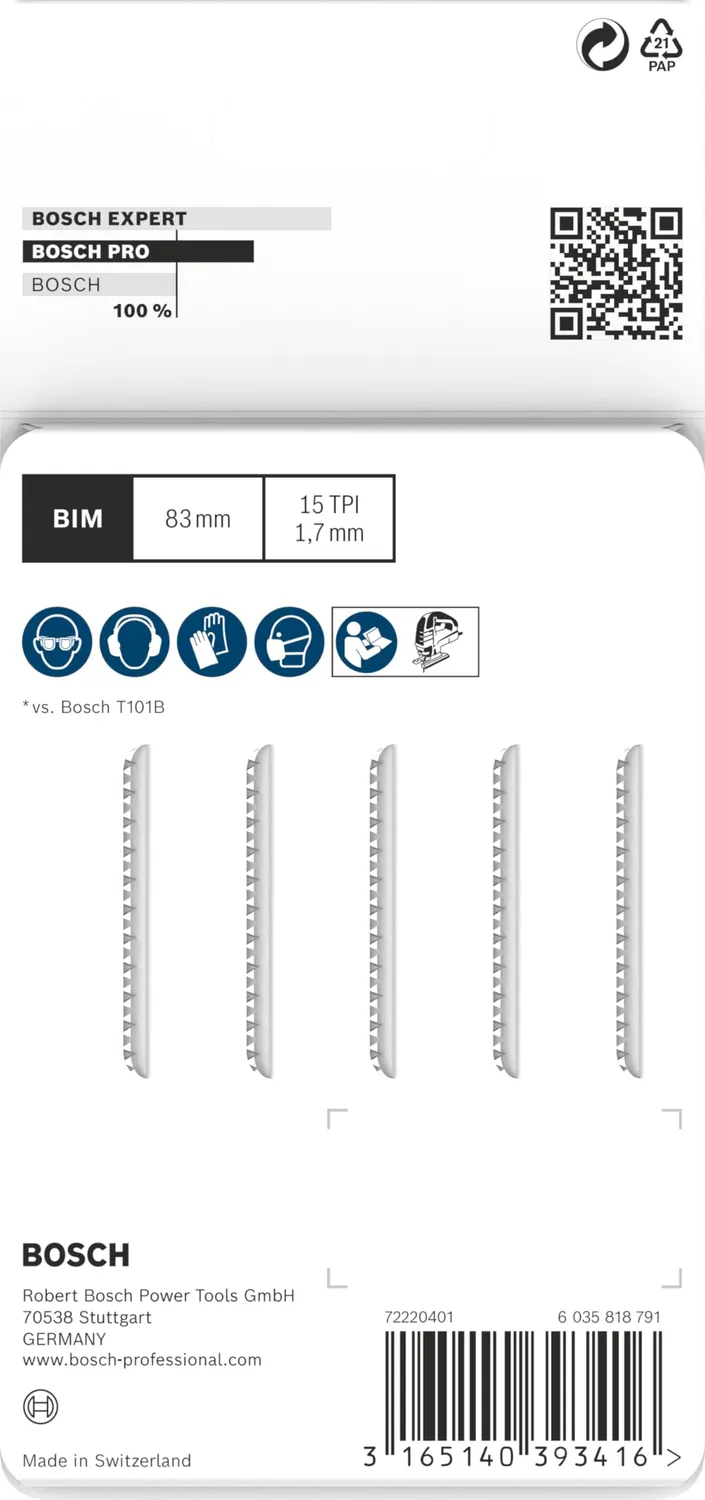 Bosch Expert PRO Laminate Clean T101BIF lame seghetto 5 pz