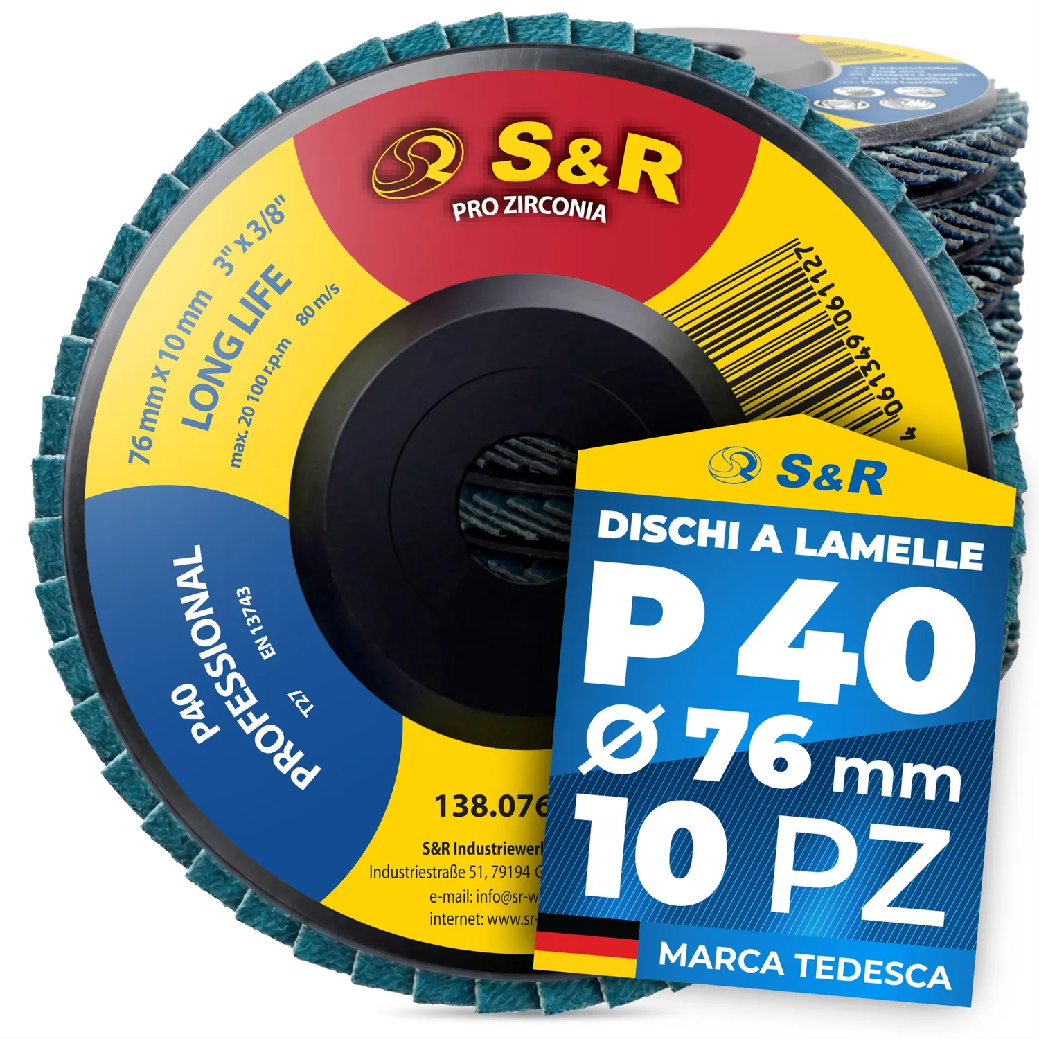 S&R dischi lamellari 115mm grana 120 zirconio 10 pz