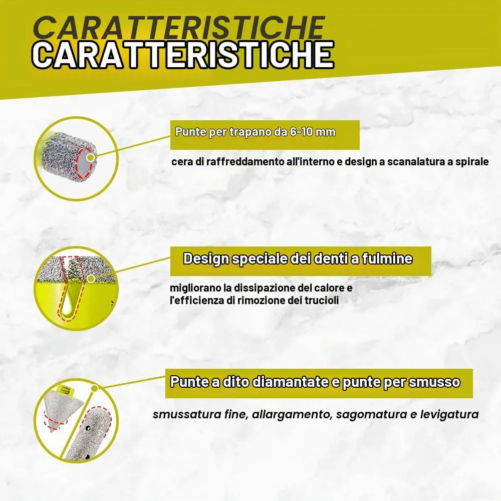Sanleetek Set1 punte diamantate M14 11pz gres marmo smerigliatrice