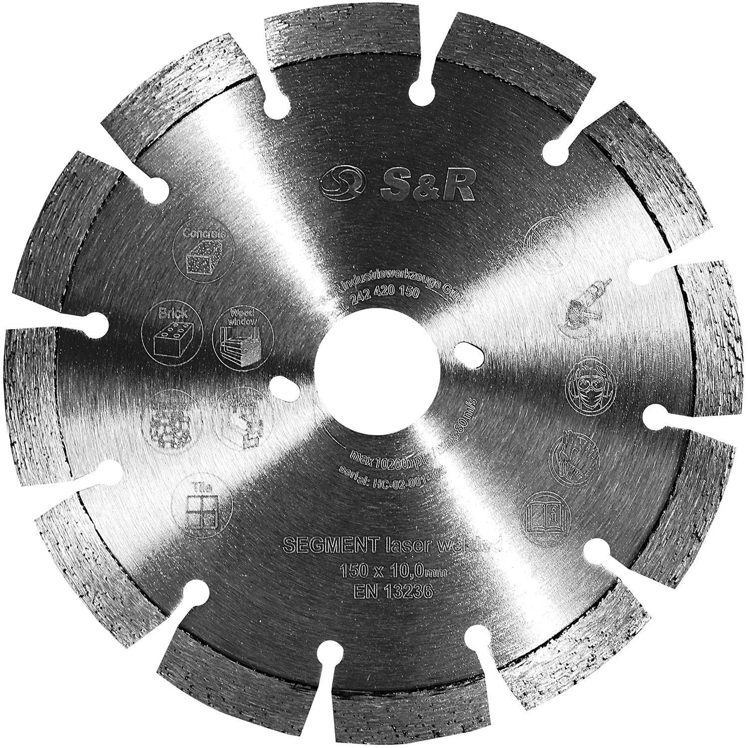 S&R disco diamantato segmentato 150 mm foro 25,5 mm secco