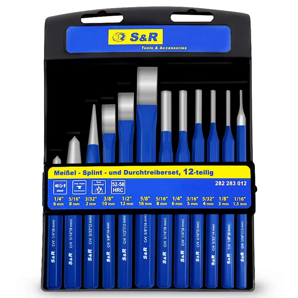 S&R Set 12pz scalpelli cacciaspine acciaio CR-V