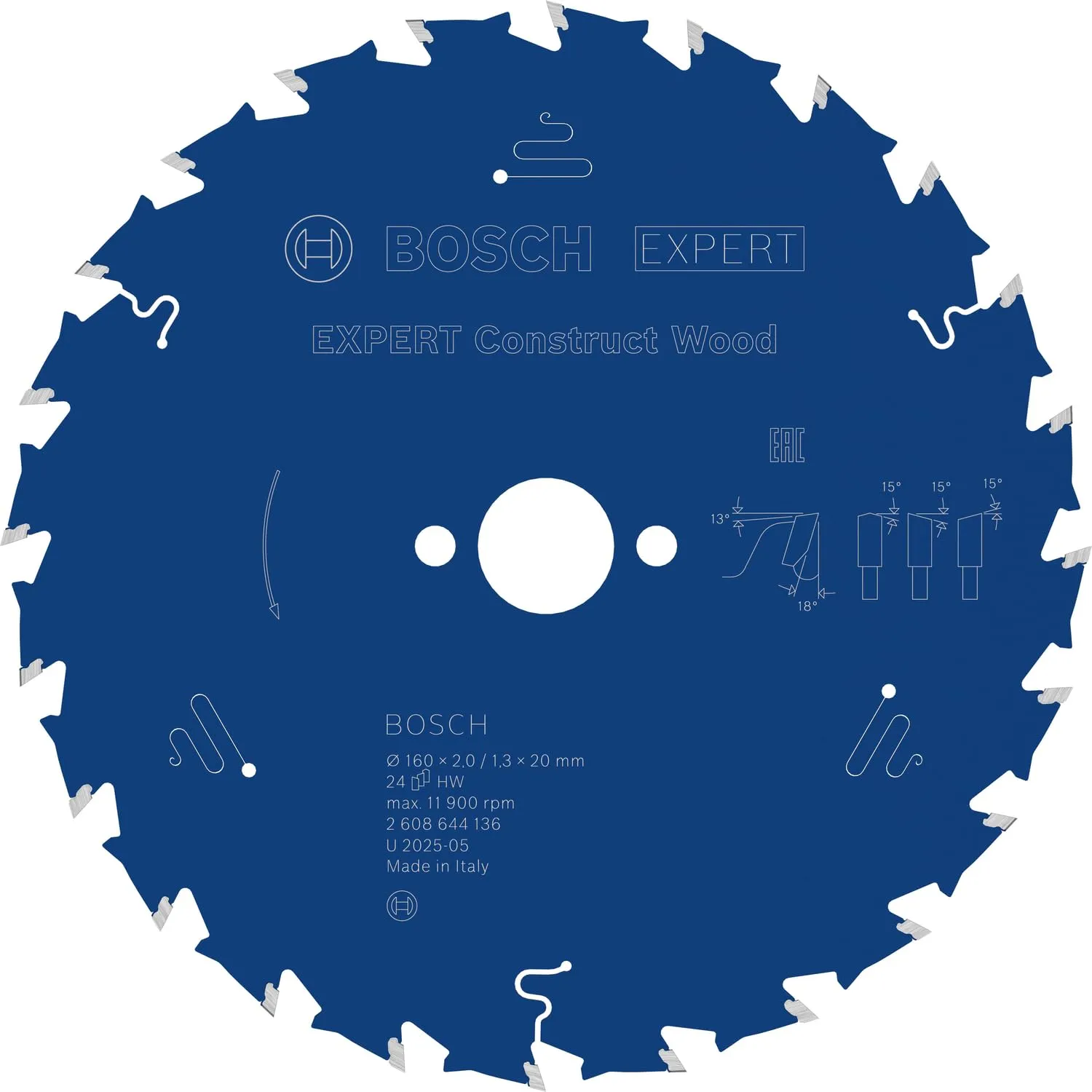 Bosch Expert Construct Wood lama circolare 165 mm per legno con chiodi