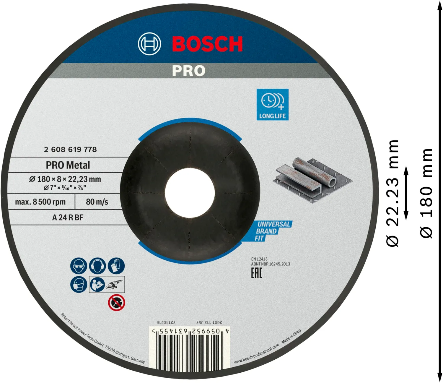 Bosch Expert Mola da Sbavo Metallo 180x8x22,23mm 1pz