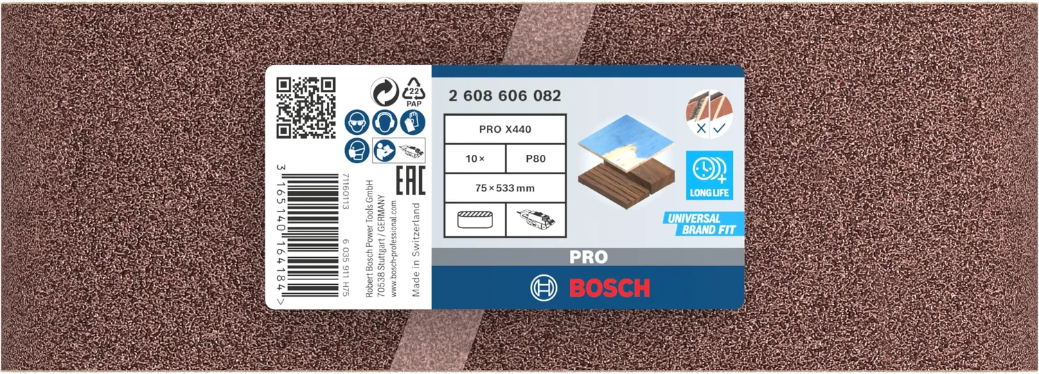 Bosch Expert PRO X440 Nastri 75x533 mm Grana 80 10 Pezzi